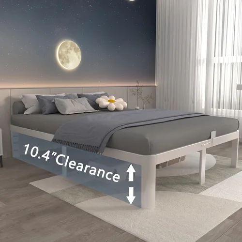 Miniatura 4 de ITIMIDI Marco de Cama Blanco Tamaño Completo de 12 Pulgadas, Marco de Cama de Plataforma de Metal Tamaño Completo Sin Necesidad de Somier, Cabecera