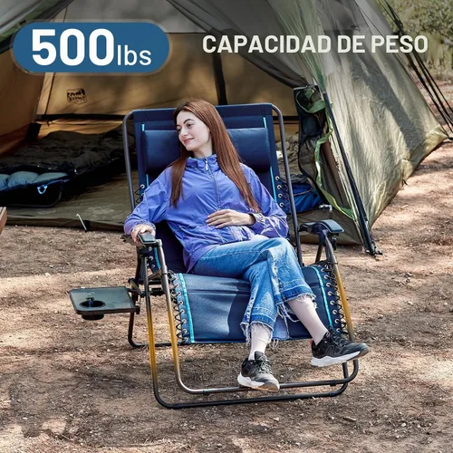 Miniatura 5 de TIMBER RIDGE Silla reclinable de gravedad cero extra grande, de 33 pulgadas de ancho XXL, con mesa auxiliar, silla de salón acolchada completa