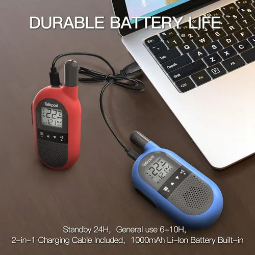 Miniatura 3 de Talkpod F40 Walkie Talkies 2 unidades para niños, adultos, radio FRS de mano de 2 vías con batería de iones de litio 22CH Walkie Talkie familiar