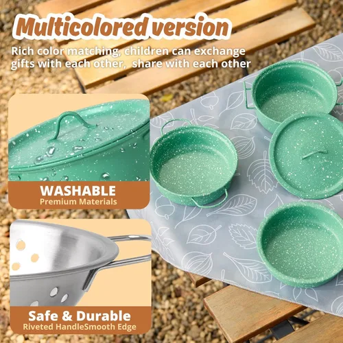 Miniatura 4 de Juego de accesorios de juguete de cocina para niños, juego de cocina para niños, coloridas ollas y sartenes de acero inoxidable, regalos de Nuevo