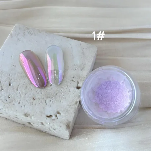 Miniatura 2 de Moonlight - Polvo de uñas cromado, arco iris, 3 frascos, polvo de uñas Aurora, unicornio, sirena, cromado, polvo para uñas, purpurina