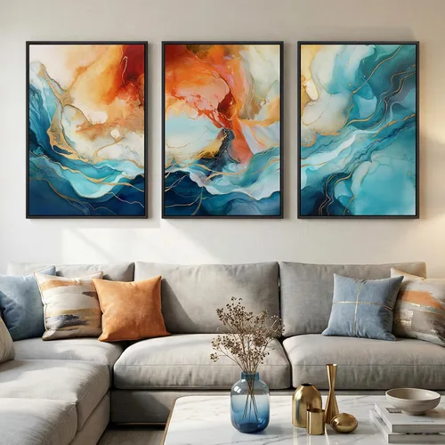 Miniatura 42 de Framed Sage Green Abstract Landscape Wall Art for Bedroom, 3 Piece Modern Canvas Prints Paintings Artwork for Walls, Minimalist Nature Pictures for