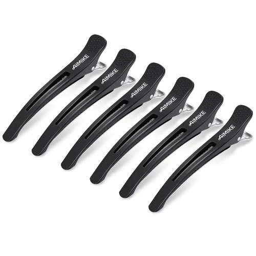 Miniatura 9 de AIMIKE 6 pinzas de pelo profesionales para corte de peinado, antideslizantes, sin rastro, pinzas de pelo con banda de silicona, pinzas de corte