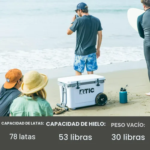 Miniatura 7 de RTIC - Hielera con ruedas ultraligera de 52 cuartos de galón, caja de hielo portátil aislada para playa, bebidas, camping, picnic, pesca, barco