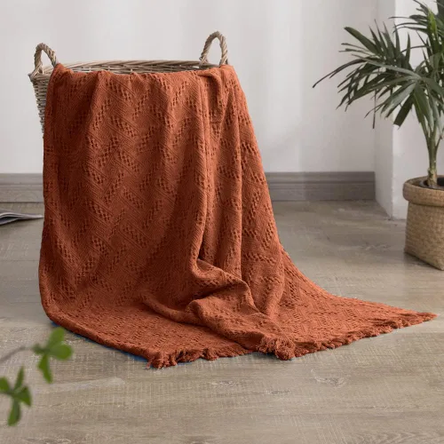 Miniatura 11 de Simple&Opulence Manta 100% algodón para cama, sofá, manta tejida geométrica de lujo bohemia con borlas, suave, ligera, acogedora, transpirable