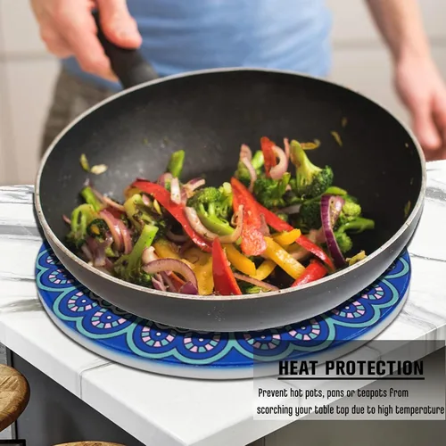 Miniatura 5 de Salvamanteles de cerámica para ollas y sartenes calientes, tapetes grandes resistentes al calor con base de corcho, salvamanteles para platos