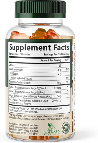 Miniatura 9 de Gomitas de suplemento de curcumina de cúrcuma – 95% de curcuminoides con cúrcuma y jengibre, pimienta negra para una mejor absorción, apoyo