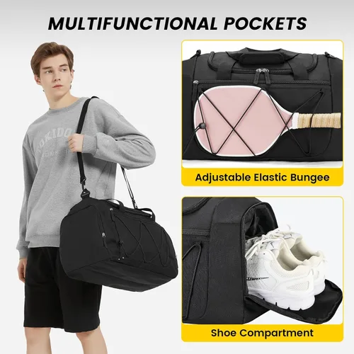 Miniatura 4 de Vorspack Bolsa de gimnasio para hombres Bolsa de lona de 151821 pulgadas para viajes, bolsa de lona ligera para artículos personales, bolsa