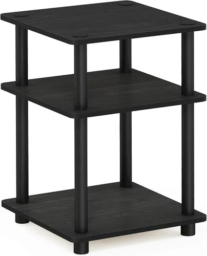 Miniatura 8 de Furinno Turn-N-Tube - Mesa auxiliar cuadrada moderna de 3 niveles, estantes abiertos sin herramientas, mesita de noche, mesita de noche, mesa