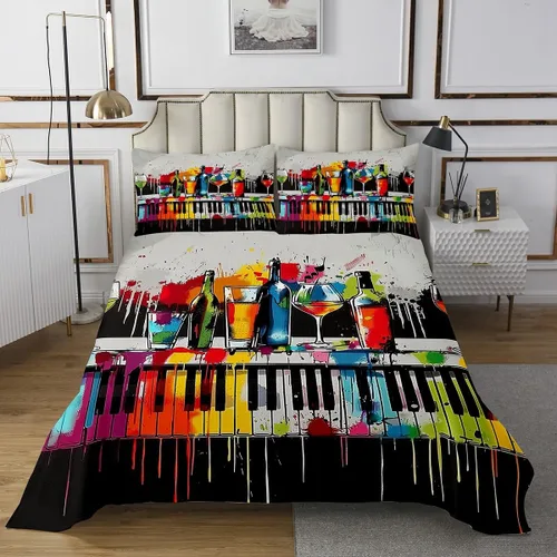 Miniatura 14 de Homewish Theater Cinema Poster Quilt Sets Twin Size,Retro Movie Bedspread Coverlet 2Pcs for Kids Girls Boys Room Decor,Popcorn Quilts Set Movie