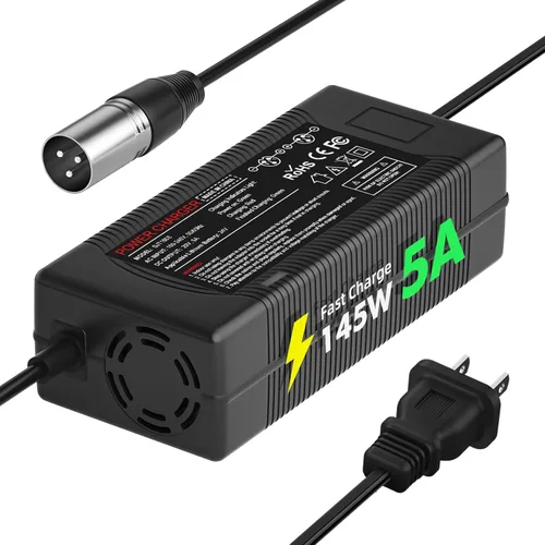 24V 5A Cargador de batería rápido (XLR de 3 pines) para patinete eléctrico, sillas de ruedas, Go-Go Elite Traveller, silla eléctrica Jazzy, Pride