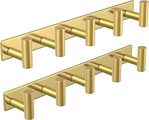 Miniatura 7 de PMMASTO Perchero montado en la pared, 3 ganchos de pared en forma de T para colgar, riel de ganchos para abrigos de acero inoxidable resistente