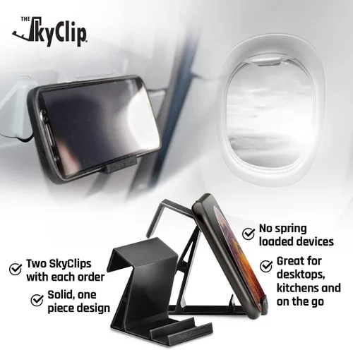 Miniatura 2 de The SkyClip Soporte de mesa para teléfono celular de avión para la parte trasera del asiento y soporte resistente para teléfono, compatible