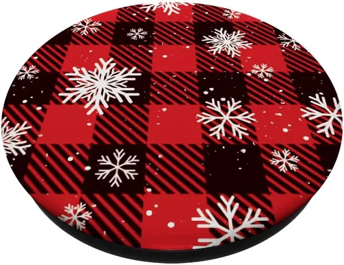 Miniatura 2 de Bonito patrón de cuadros navideños y copos de nieve para mujer, PopSockets estándar PopGrip