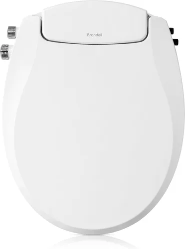 Brondell Swash - Asiento de inodoro con bidé, no eléctrico, doble temperatura, se adapta a inodoros redondos, color blanco, sistema de boquilla
