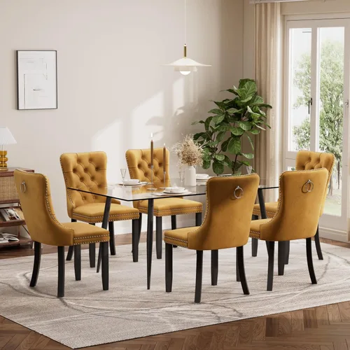 Miniatura 42 de Baysitone Juego de mesa de comedor de vidrio de 51 pulgadas para 4, juego de 5 piezas moderno de comedor, mesa de cocina rectangular de vidrio con 4