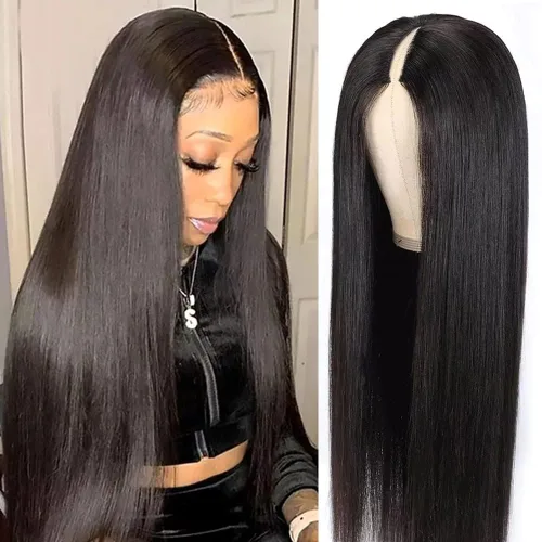 Miniatura 9 de Pelucas Ombre con Reflejos Parte en V Cabello Humano Liso Pelucas de Cabello Humano Brasileño Pelucas Parte en U Mejoradas Densidad 180% Media