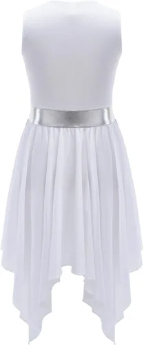 Miniatura 144 de CHICTRY Vestido de baile lírico sin mangas asimétrico para niñas, disfraz de adoración litúrgica contemporánea