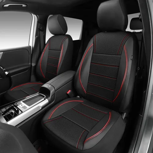 Miniatura 16 de CAR PASS Funda de Asiento de Coche de Cuero con Ribete Universal, para SUV, Furgoneta, Camiones, Compatible con Airbag, Diseño de Cremallera