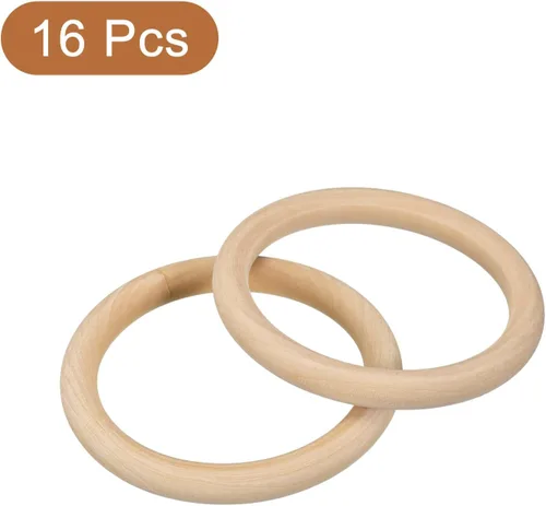 Miniatura 3 de uxcell 16 anillos de madera natural de 3.3 pulgadas (3.346 in), círculos de madera lisa sin terminar de 0.394 in de grosor para manualidades, tejer