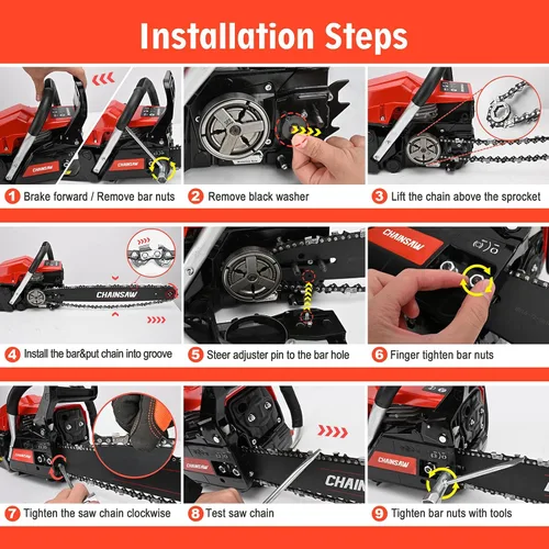 Miniatura 3 de Motosierra de gas de 62 CC, sierra de cadena eléctrica de 20 pulgadas, motosierras de gasolina de 2 ciclos, motosierras de gasolina, herramienta