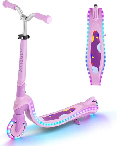Patinete de 2 ruedas, scooter para niños con ruedas y cubierta iluminadas, altura ajustable, 2 ruedas para niños de 5 a 7 años, scooters para niños