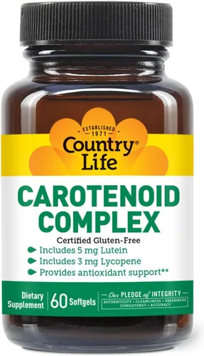Country Life Complejo carotenoide con luteína, licopeno y astaxantina, 60 cápsulas blandas, soporte antioxidante