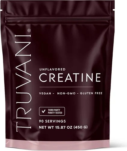 Truvani Monohidrato de creatina en polvo | 0.18 oz de creatina pura por porción | Probado por terceros | 90 porciones | Apoya la fuerza y la energía