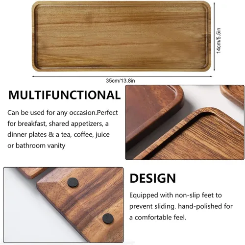 Miniatura 2 de Platos y bandejas de madera maciza de 13.8 pulgadas de madera de acacia natural para charcutería, tabla de quesos (3)