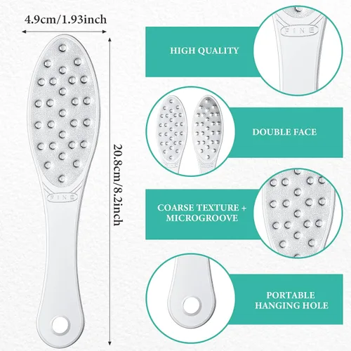 Miniatura 2 de 1 pieza de acero inoxidable para limas de pies, removedor de callos de doble cara, raspador de pie de metal para piel húmeda o seca, herramienta