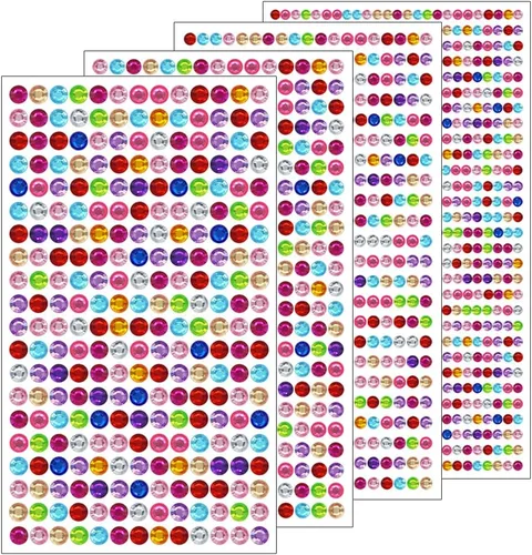 Miniatura 19 de 3090 unidades, 4 hojas de pegatinas de diamantes de imitación, autoadhesivas, de 3/4/5/6 mm, piedras preciosas de fibras acrílicas