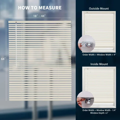 Miniatura 6 de Minipersianas de aluminio para ventanas sin cordones, persianas horizontales para ventanas para ajuste de luz, persianas venecianas de metal