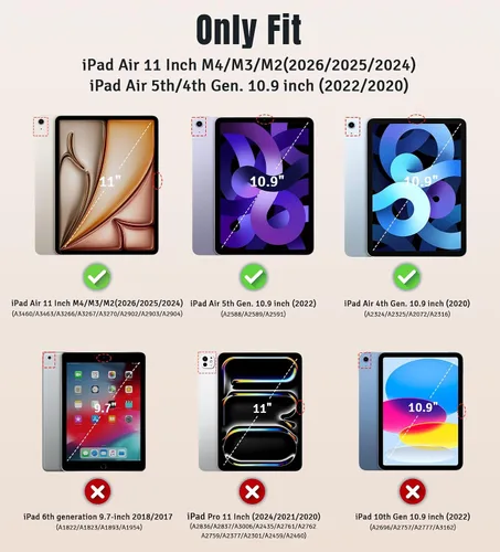 Miniatura 2 de TiMOVO Funda para iPad Air de 11 pulgadas (M3/M2-2025/2024), iPad Air de 5ª generación 2022/4ª generación 2020 de 10.9 pulgadas, cubierta trasera
