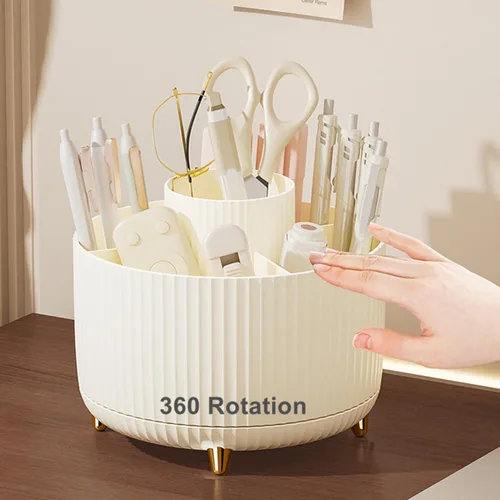 Miniatura 9 de Pencil Pen Holder 5 Slots 360°Degree Rotating Pen Organizers for Desk Desktop Storage Stationery Supplies Cute Pencil Cup Pot Kids Desk Organizer