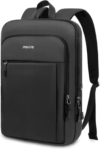 MOSISO Mochila para laptop, mochila compacta y delgada para computadora, bolsa de viaje para computadora portátil, mochila casual con correa de Negro