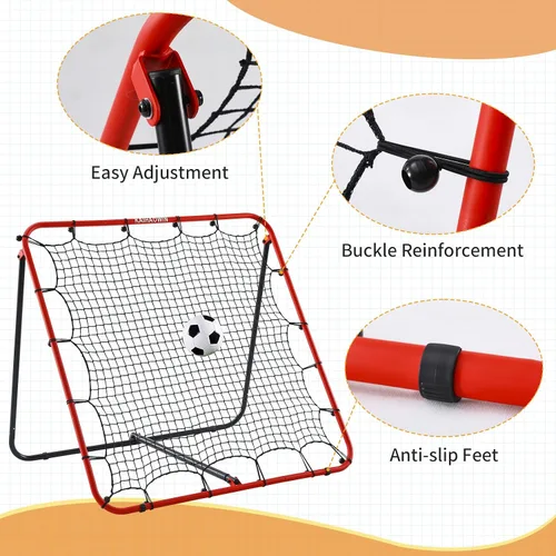 Miniatura 2 de KAIHAOWIN Red de rebote de fútbol, rebote de fútbol de acero de 4 x 4 pies, red de rebote para entrenamiento de práctica de fútbol en el patio