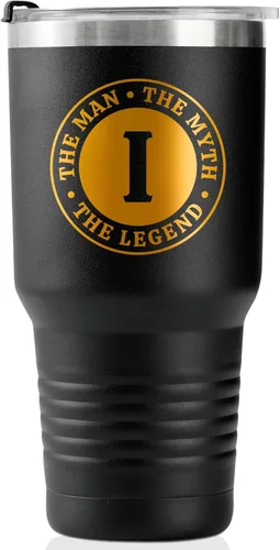 Miniatura 44 de Taza The Man the Myth the Legend con iniciales, vaso de viaje de acero inoxidable con monograma para hombres, divertida taza de café personalizada