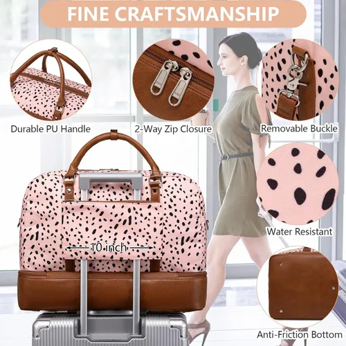 Miniatura 5 de Wogarl Bolsas de fin de semana para mujer, bolsa de lona grande para la noche, bolsas de viaje