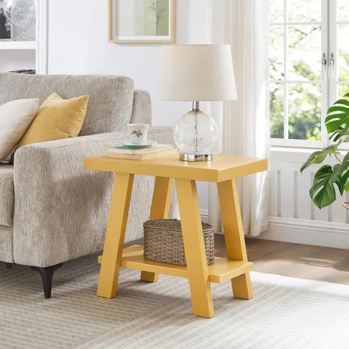 Miniatura 14 de Roundhill Furniture Athens Mesa Auxiliar Contemporánea de Madera con Estante, Negro