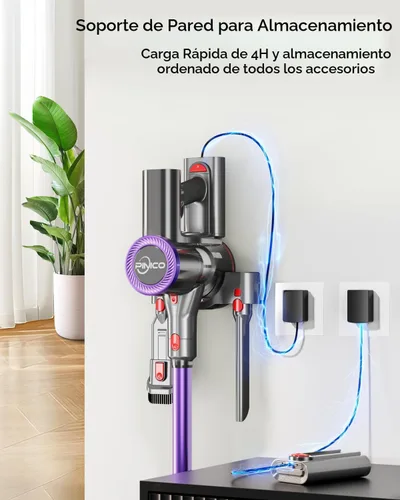 Miniatura 4 de Aspiradora inalámbrica, aspiradora de 25 kPA para el hogar, aspiradora de palo con cepillo antienredos, tiempo de funcionamiento de 40 minutos