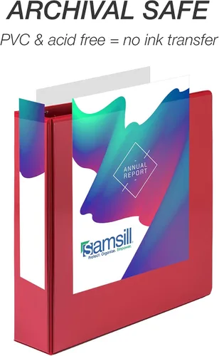 Miniatura 382 de Samsill - Carpeta duradera de 5 pulgadas, fabricada en los Estados Unidos, con anillos en D, transparente y personalizable, color blanco