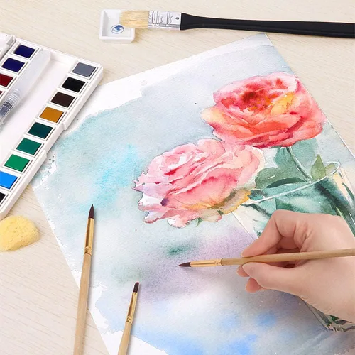 Miniatura 7 de FEITAKE Papel para acuarela 100% algodón prensado en frío / 140 lb (300 g/m²) / Papel de dibujo de arte mixto sin ácidos - Paquete de 30 hojas - 8
