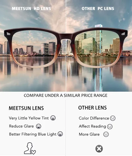 Miniatura 5 de MEETSUN Lentes de bloqueo de luz azul para mujeres y hombres, anti fatiga ocular (duerme mejor), lentes de computadora UV400 (marrón)