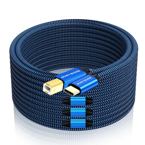 Miniatura 11 de Cable de impresora USB 2.0 de 30 pies - Alta velocidad tipo A a tipo B, compatible con HP, Canon, Dell, Epson, Xerox y más (azul)