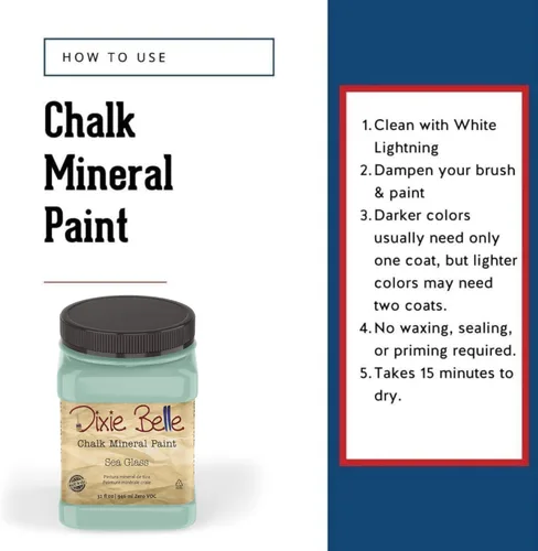 Miniatura 3 de Dixie Belle Paint Company Pintura para Muebles con Acabado de Tiza - Sea Glass (32oz) - Pintura Mineral de Bricolaje para Muebles Azul/Verde Pastel