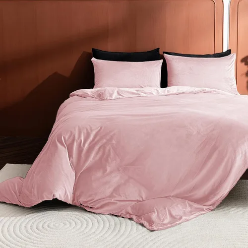 Miniatura 3 de Paquete de 2 fundas de almohada King de terciopelo con cremallera, súper suaves y acogedoras, fundas de almohada de franela difusa de lujo con Rosa
