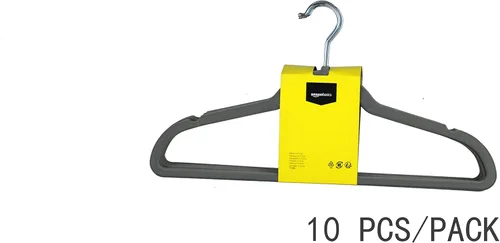 Miniatura 6 de Amazon Basics Perchas delgadas de terciopelo, antideslizantes y duraderas para trajes, armario, abrigos, pantalones, camisas, gris/plata, paquete