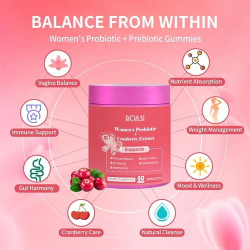 Miniatura 5 de Viginal - Probióticos para mujeres con equilibrio de pH, gomitas probióticas para mujeres, gomitas de equilibrio femenino, probióticos de arándano