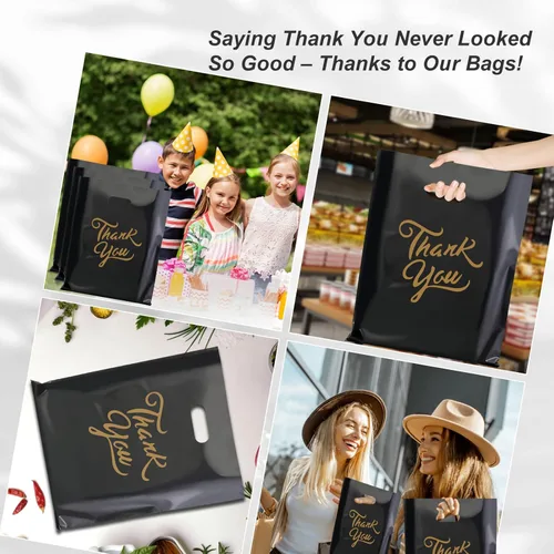 Miniatura 7 de Gute paquete de 100 bolsas para mercancía con texto "Thank You" - extra gruesas 2,36 mil al por mayor al por menor para venta al por menor