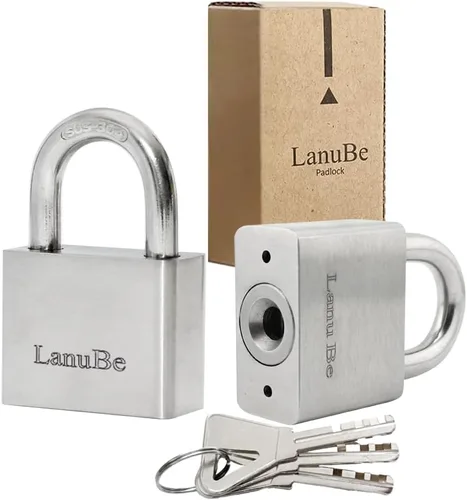 Miniatura 16 de LanuBe Candados de acero inoxidable 304 con igual llave para uso en exteriores, candado para vaso de pines, cuerpo de 2 pulgadas de ancho, grillete
